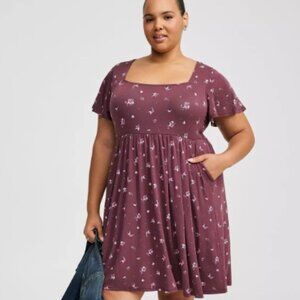 Mini Flutter-Sleeve Skater Dress